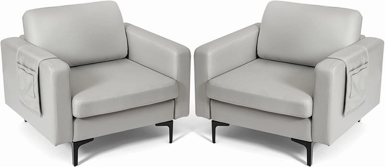 Giantex Modern Accent Chair w/Comfy Thick Cushion, Magazine Pockets