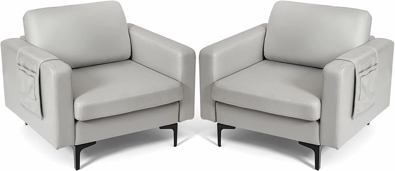 Giantex Modern Accent Chair w/Comfy Thick Cushion, Magazine Pockets