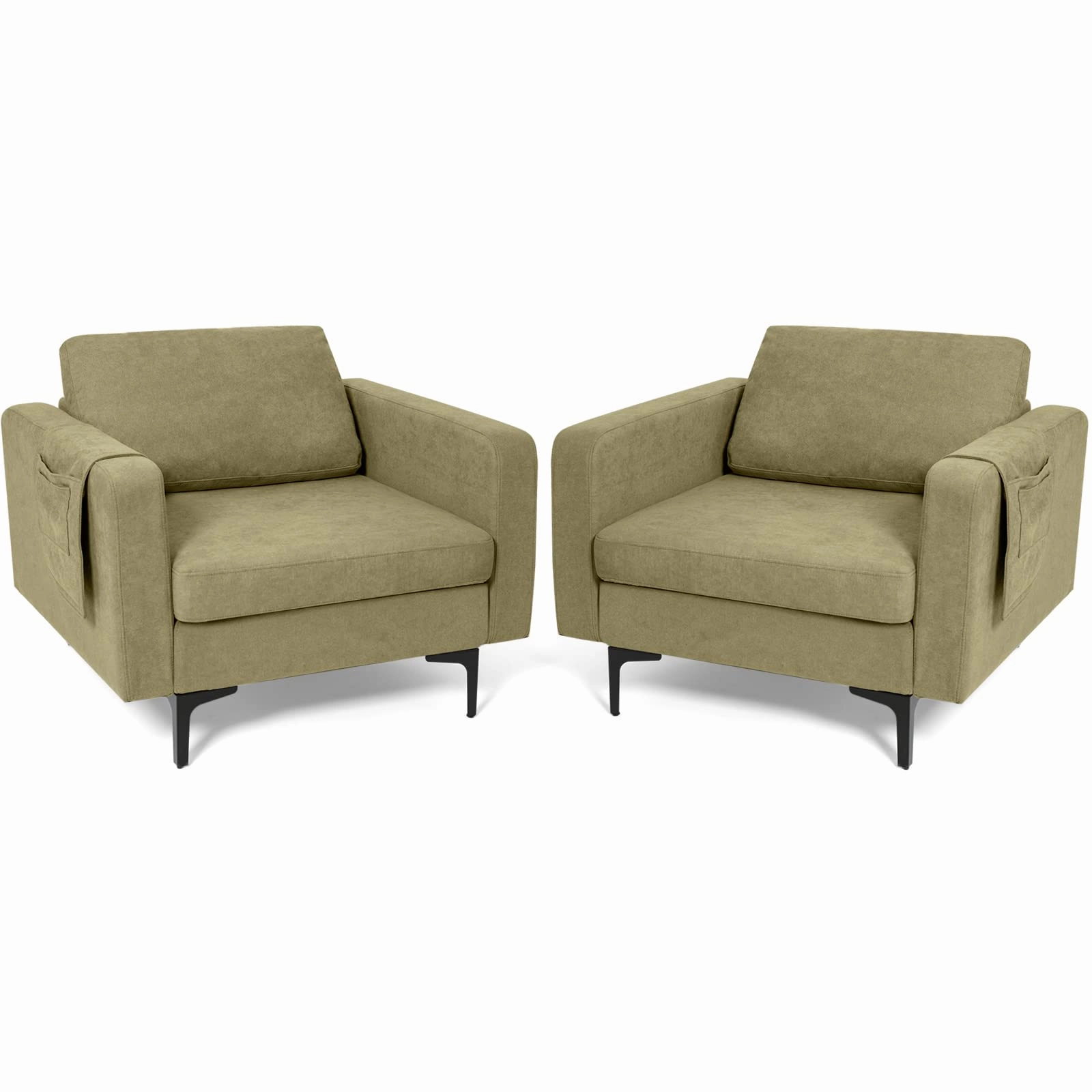 Giantex Modern Accent Chair w/Comfy Thick Cushion, Magazine Pockets