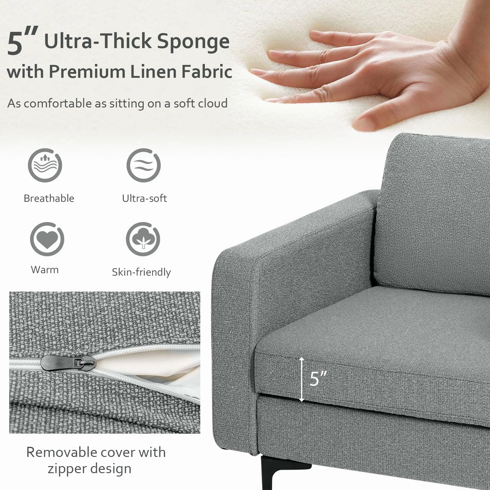 Giantex Modern Accent Chair w/Comfy Thick Cushion, Magazine Pockets