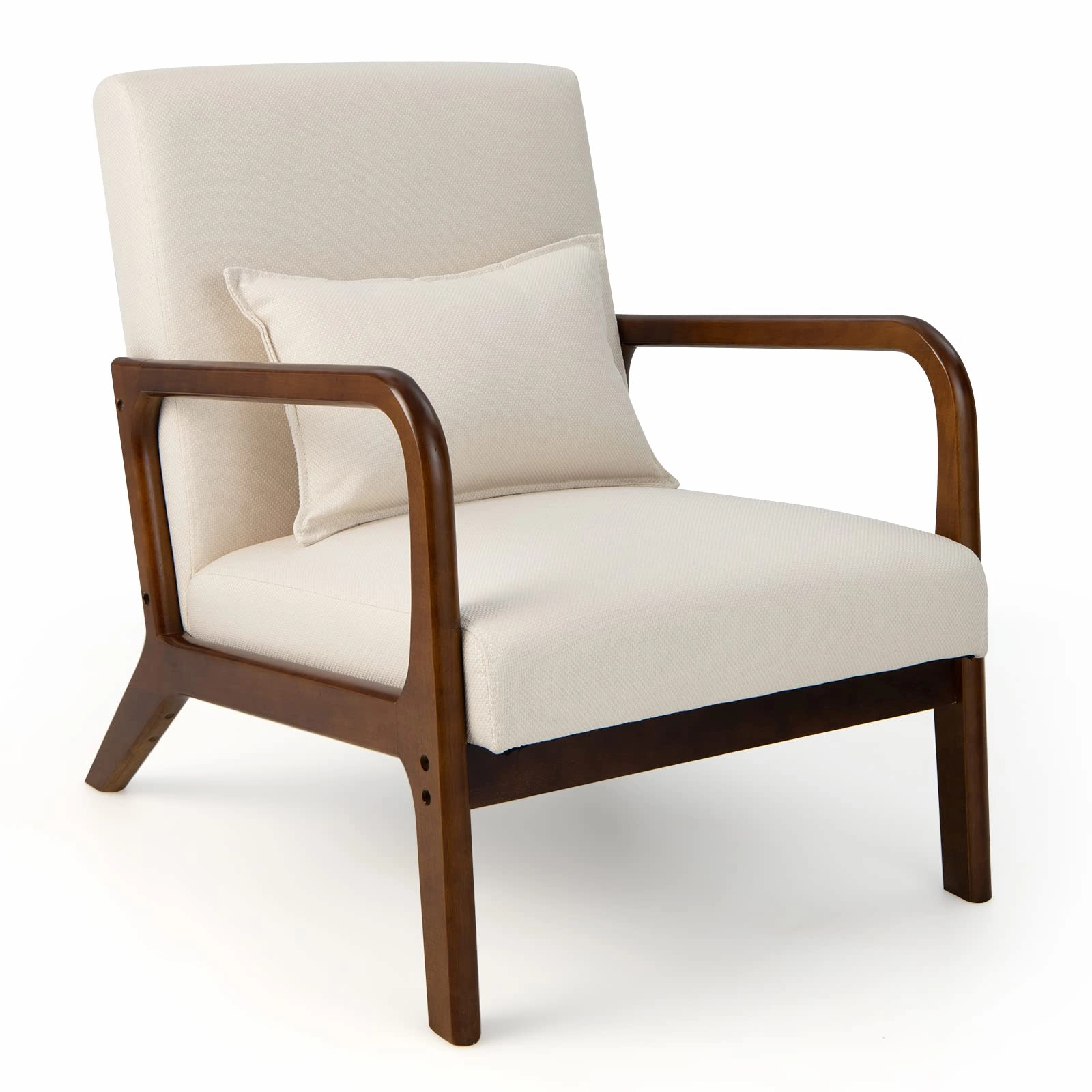 Giantex Modern Accent Chair with Pillow - Comfy Upholstered Lounge Armchair with Anti-Slip Felt Pads sectional sofa, corner couch