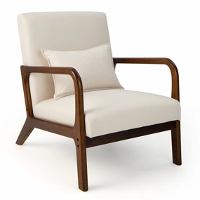 Giantex Modern Accent Chair with Pillow - Comfy Upholstered Lounge Armchair with Anti-Slip Felt Pads sectional sofa, corner couch