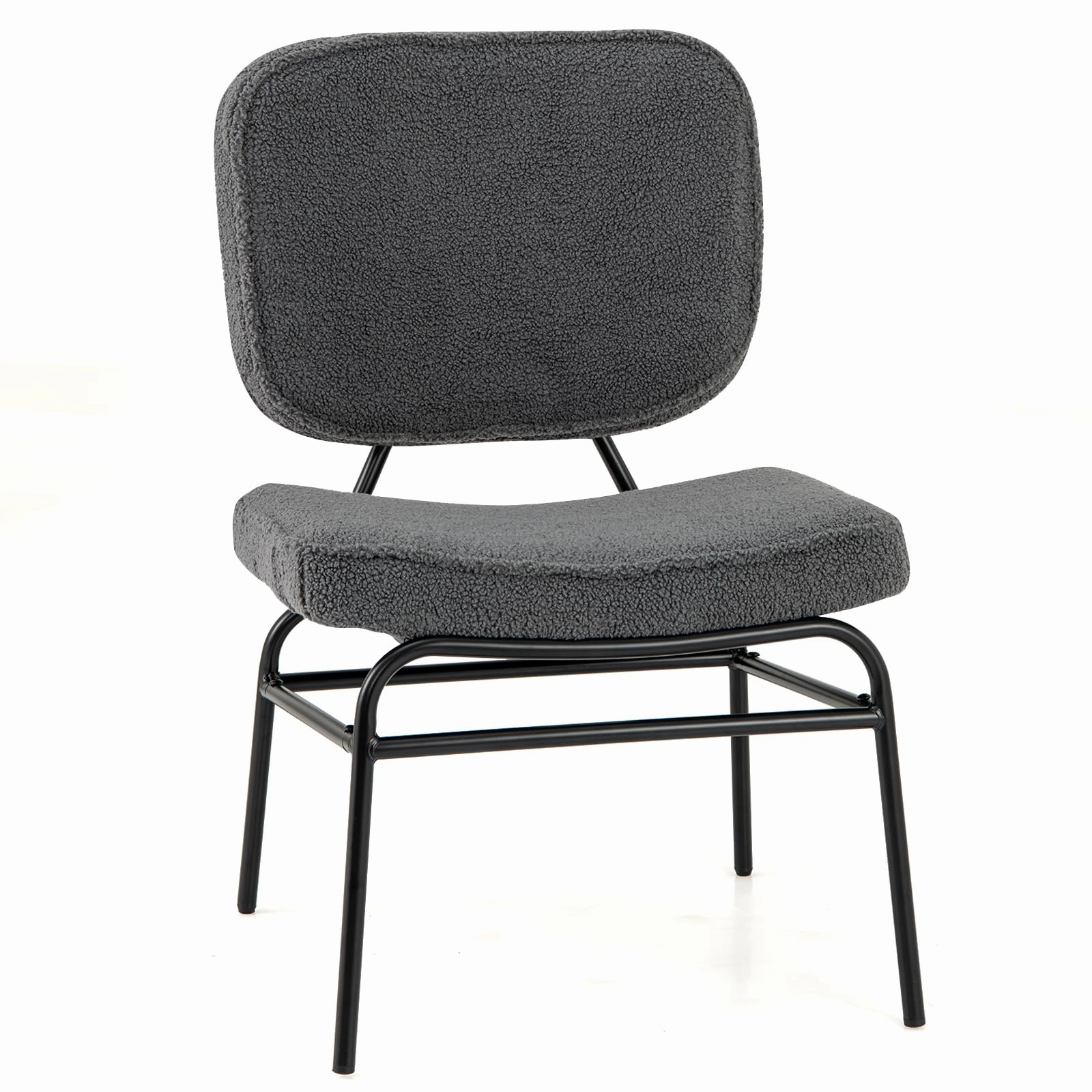 Giantex Modern Armless Accent Chair - Sherpa Reading Chair with Sponge Padding