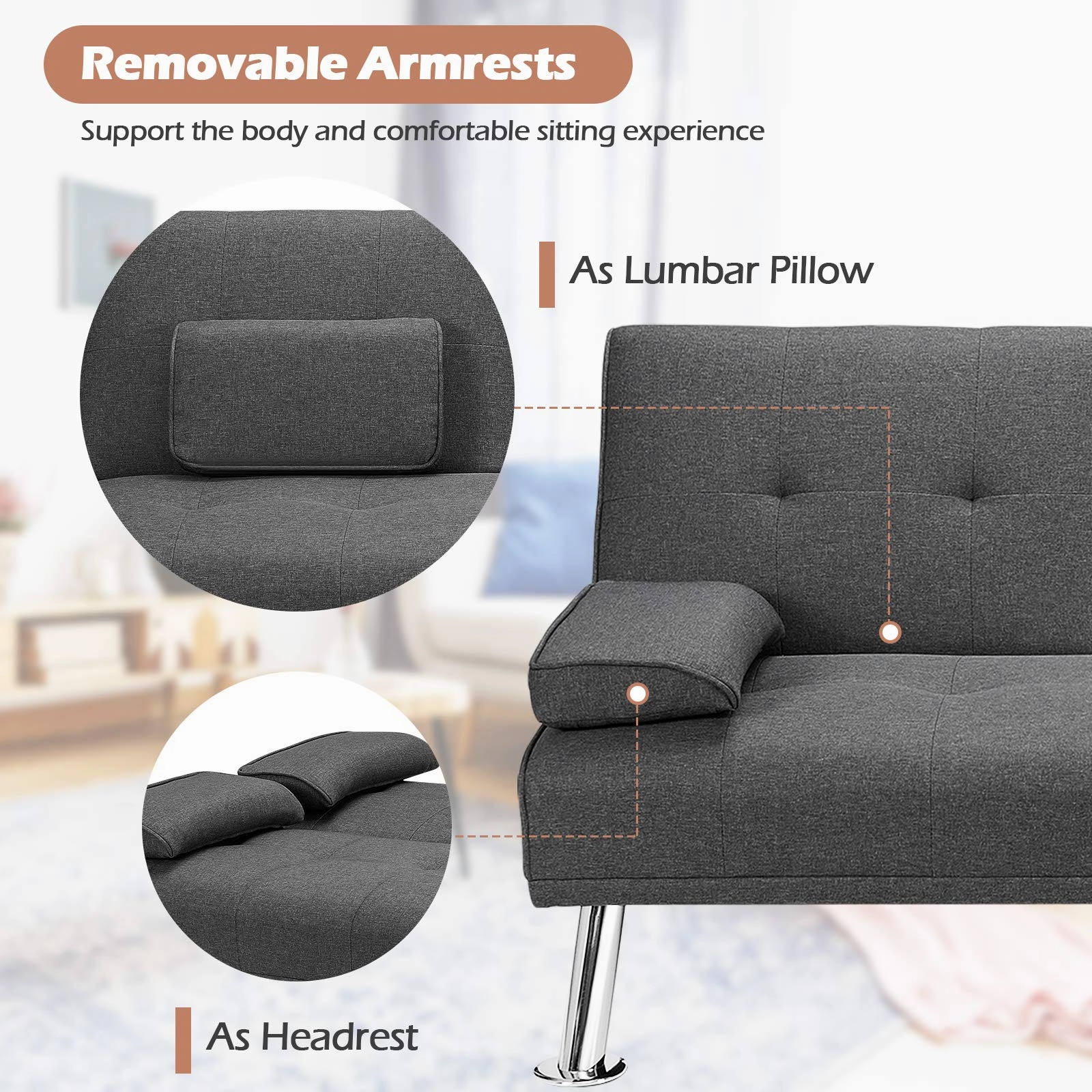 Giantex Modern Convertible Futon Sofa Bed