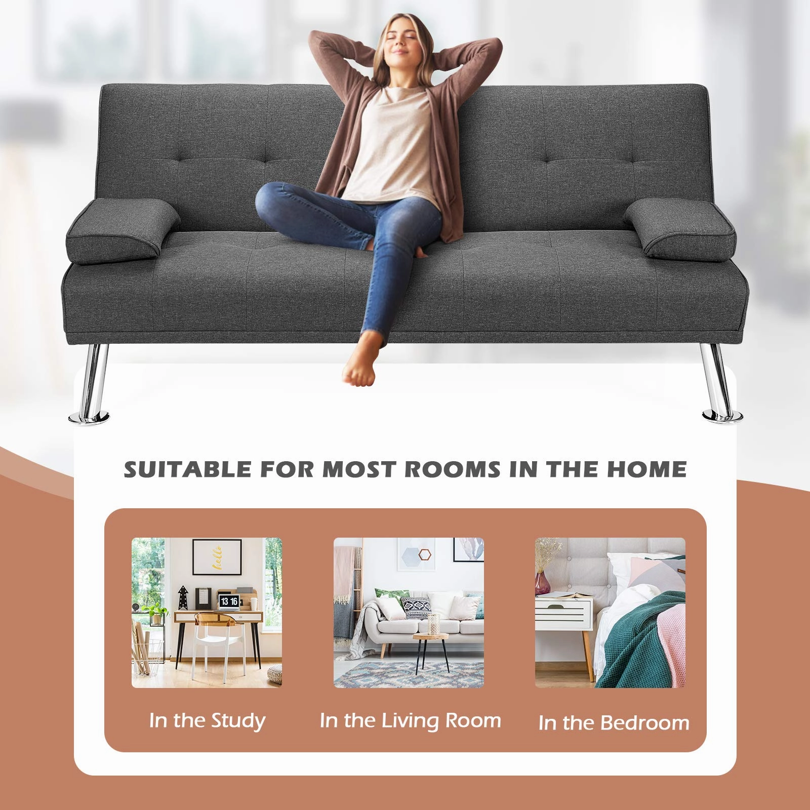 Giantex Modern Convertible Futon Sofa Bed