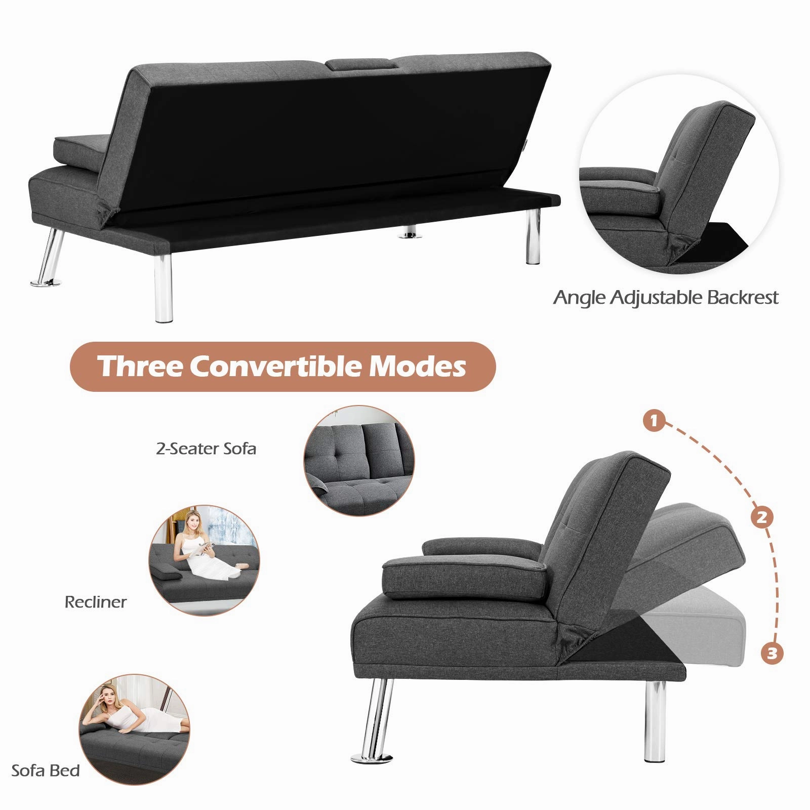 Giantex Modern Convertible Futon Sofa Bed