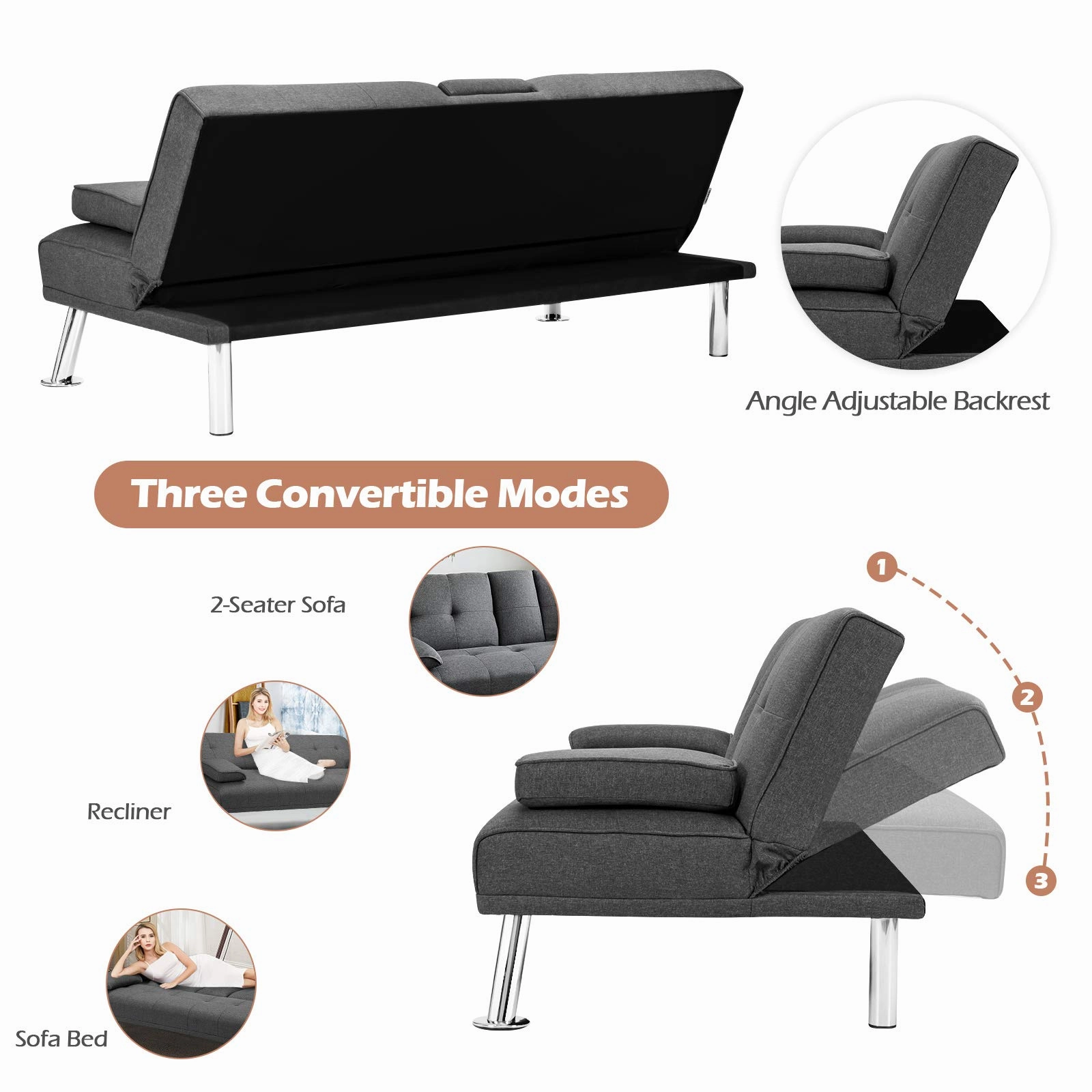 Giantex Modern Convertible Futon Sofa Bed