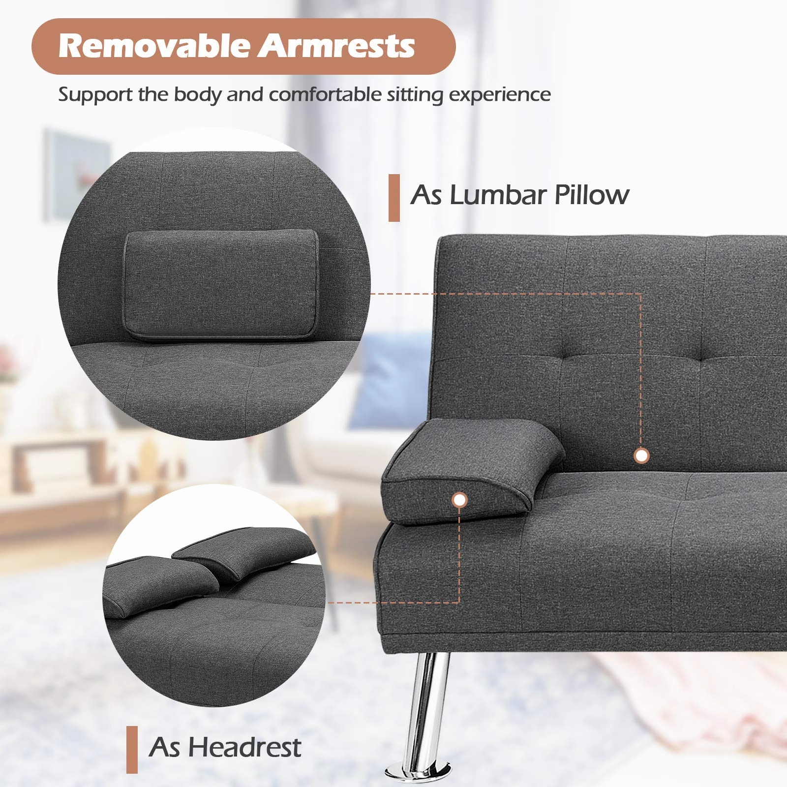 Giantex Modern Convertible Futon Sofa Bed