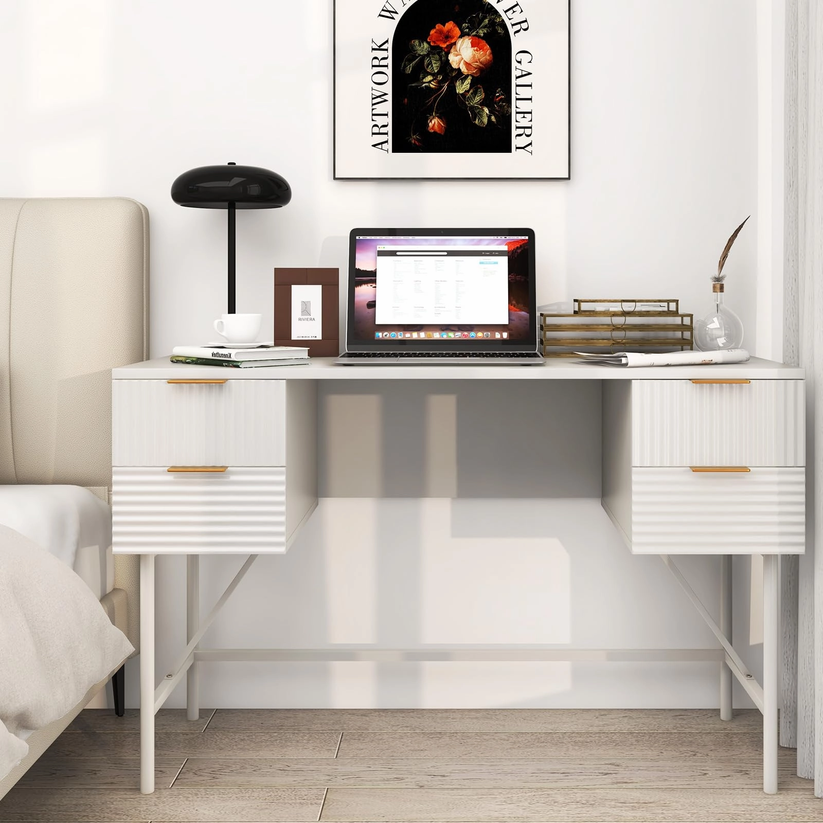Giantex Modern Desk with 4 Drawers