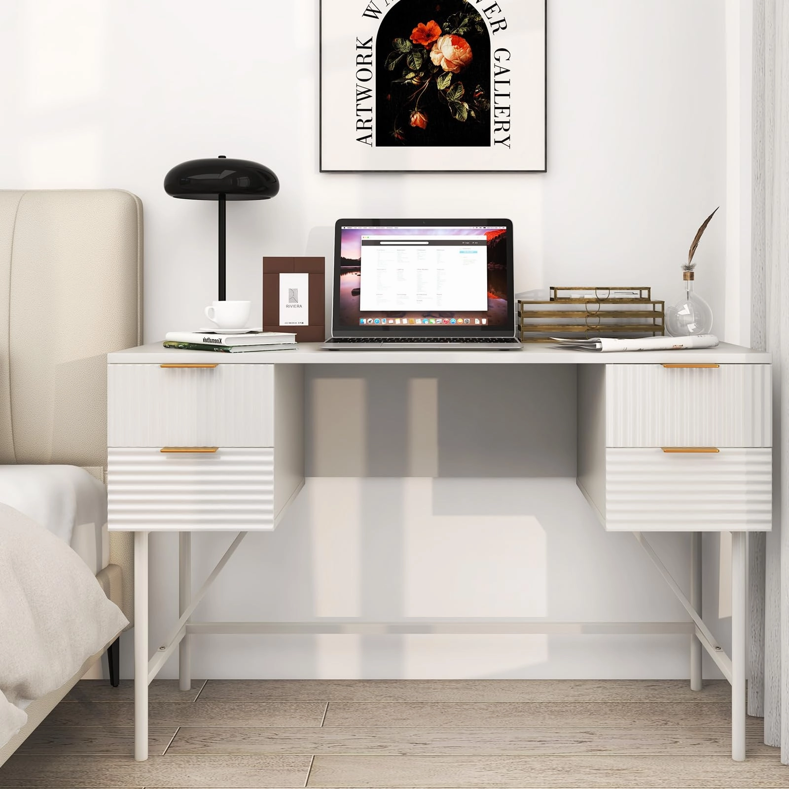 Giantex Modern Desk with 4 Drawers