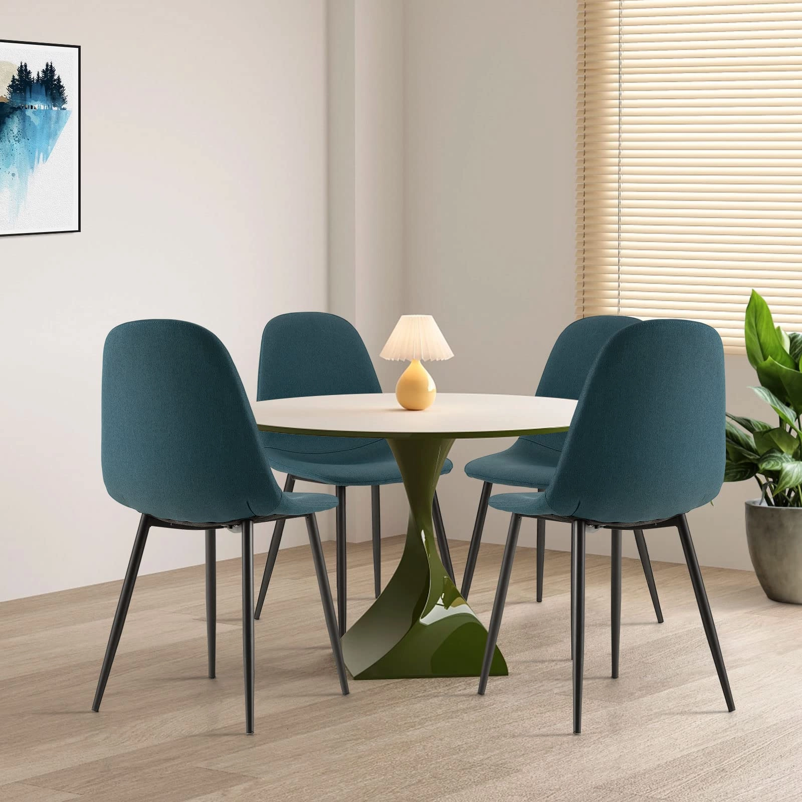 Giantex Modern Dining Chairs Set of 2 or 4 - Classic Comfy Upholstered 17 High Backrest Linen Dining Room Chairs