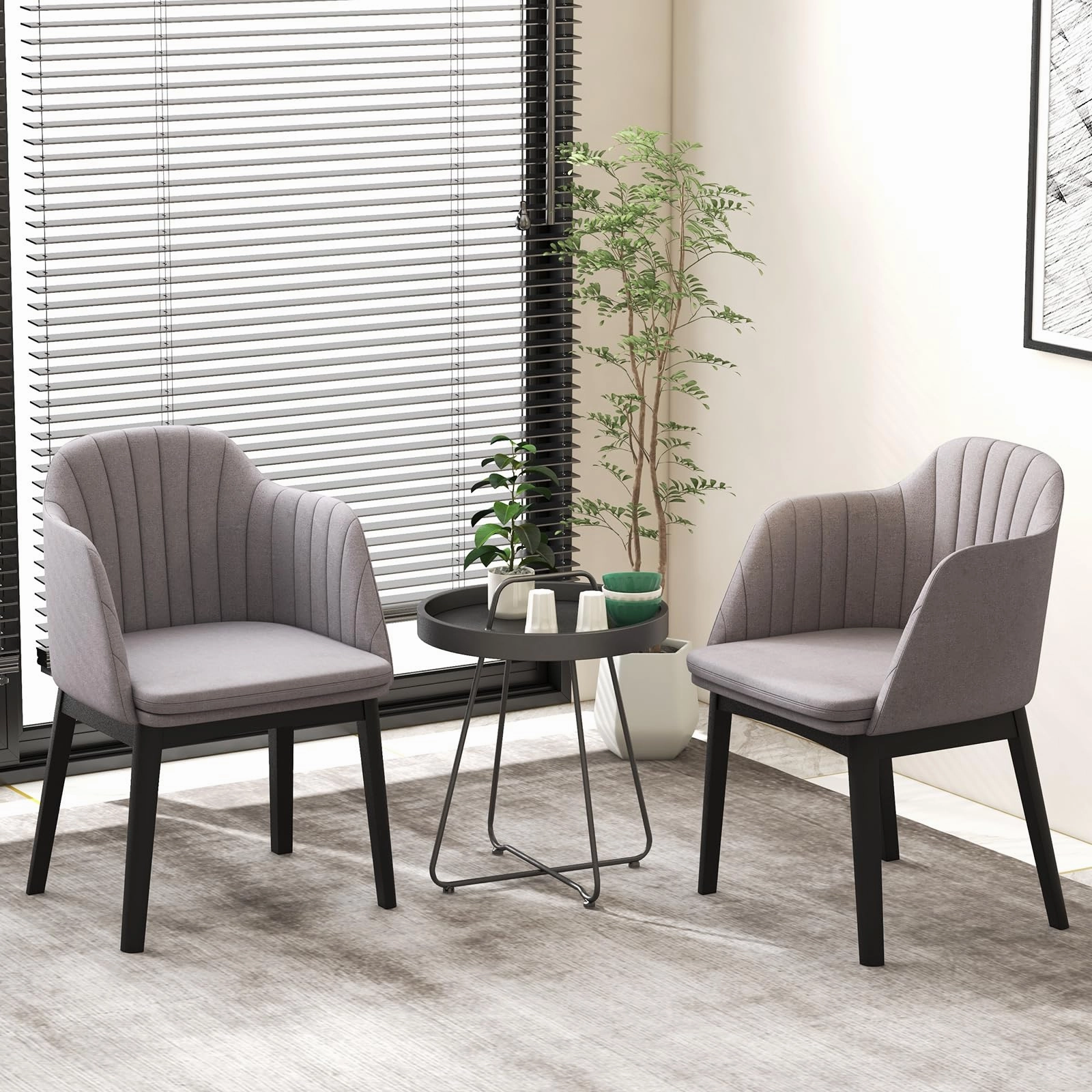 Giantex Modern Dining Chairs, Upholstered Velvet Accent Chairs w/Curved Backrests & Rubber Wood Legs