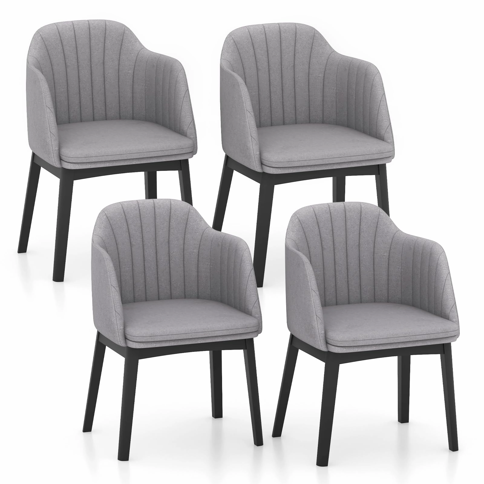 Giantex Modern Dining Chairs, Upholstered Velvet Accent Chairs w/Curved Backrests & Rubber Wood Legs