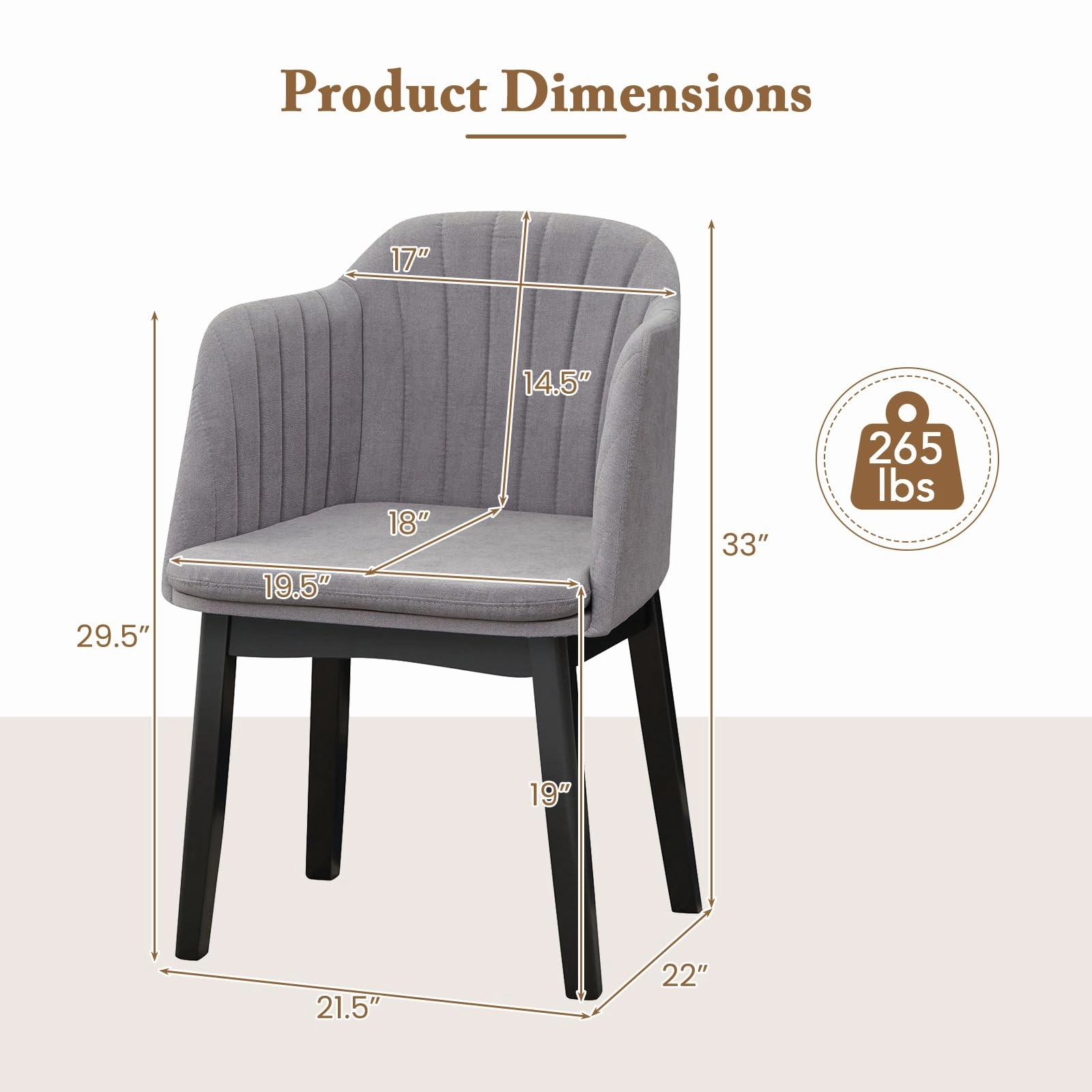 Giantex Modern Dining Chairs, Upholstered Velvet Accent Chairs w/Curved Backrests & Rubber Wood Legs
