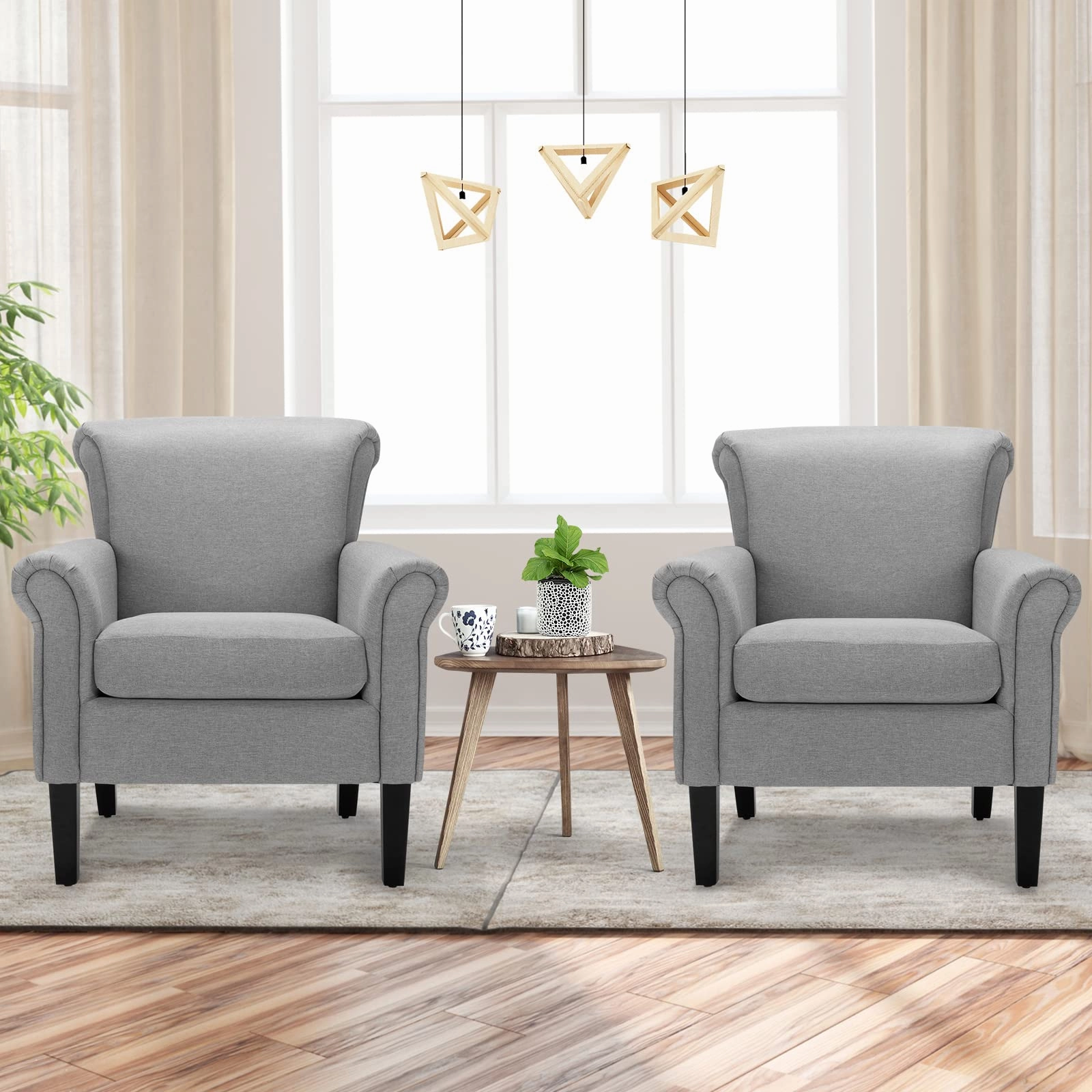 Giantex Modern Fabric Accent Chair, Comfy Living Room Chair w/Adjustable Foot Pads