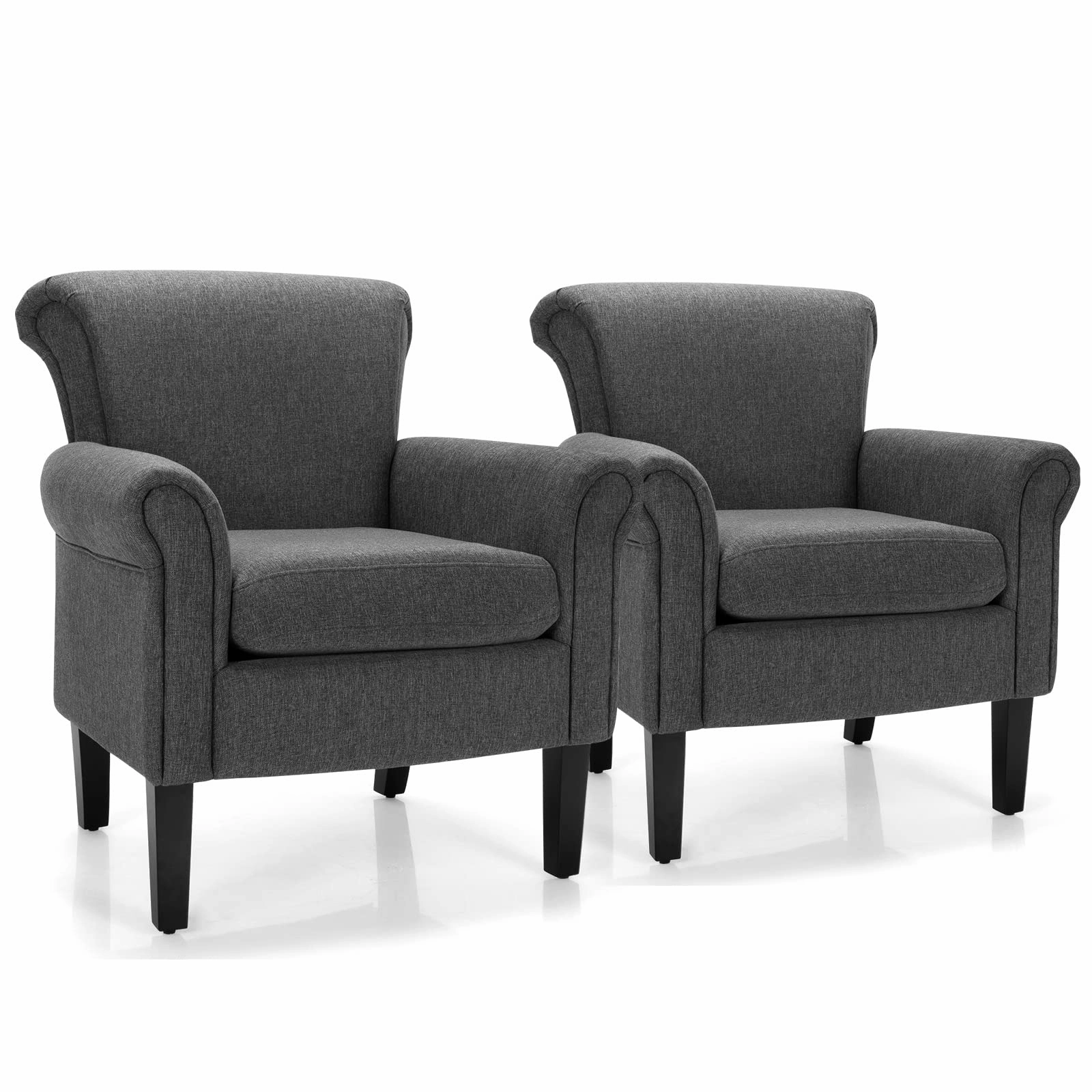 Giantex Modern Fabric Accent Chair, Comfy Living Room Chair w/Adjustable Foot Pads