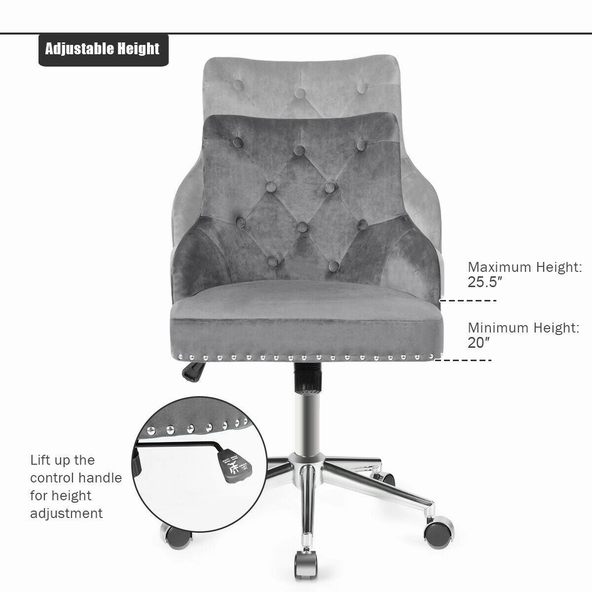 Giantex Modern Home Office Chair, Adjustable Task Chair Computer Desk Chair