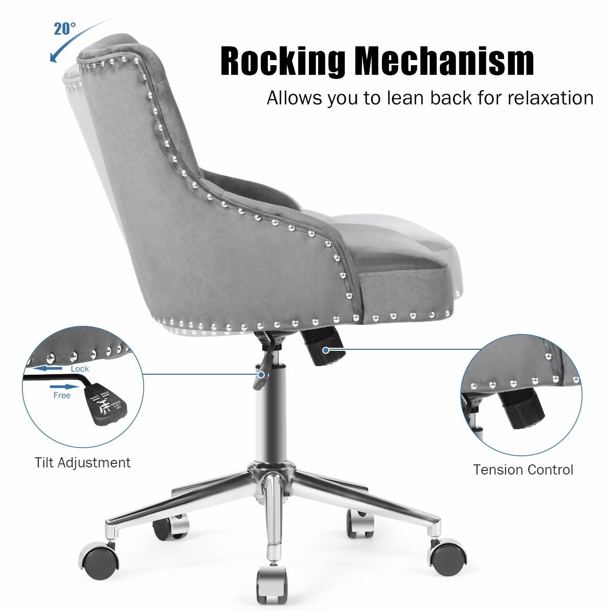 Giantex Modern Home Office Chair, Adjustable Task Chair Computer Desk Chair