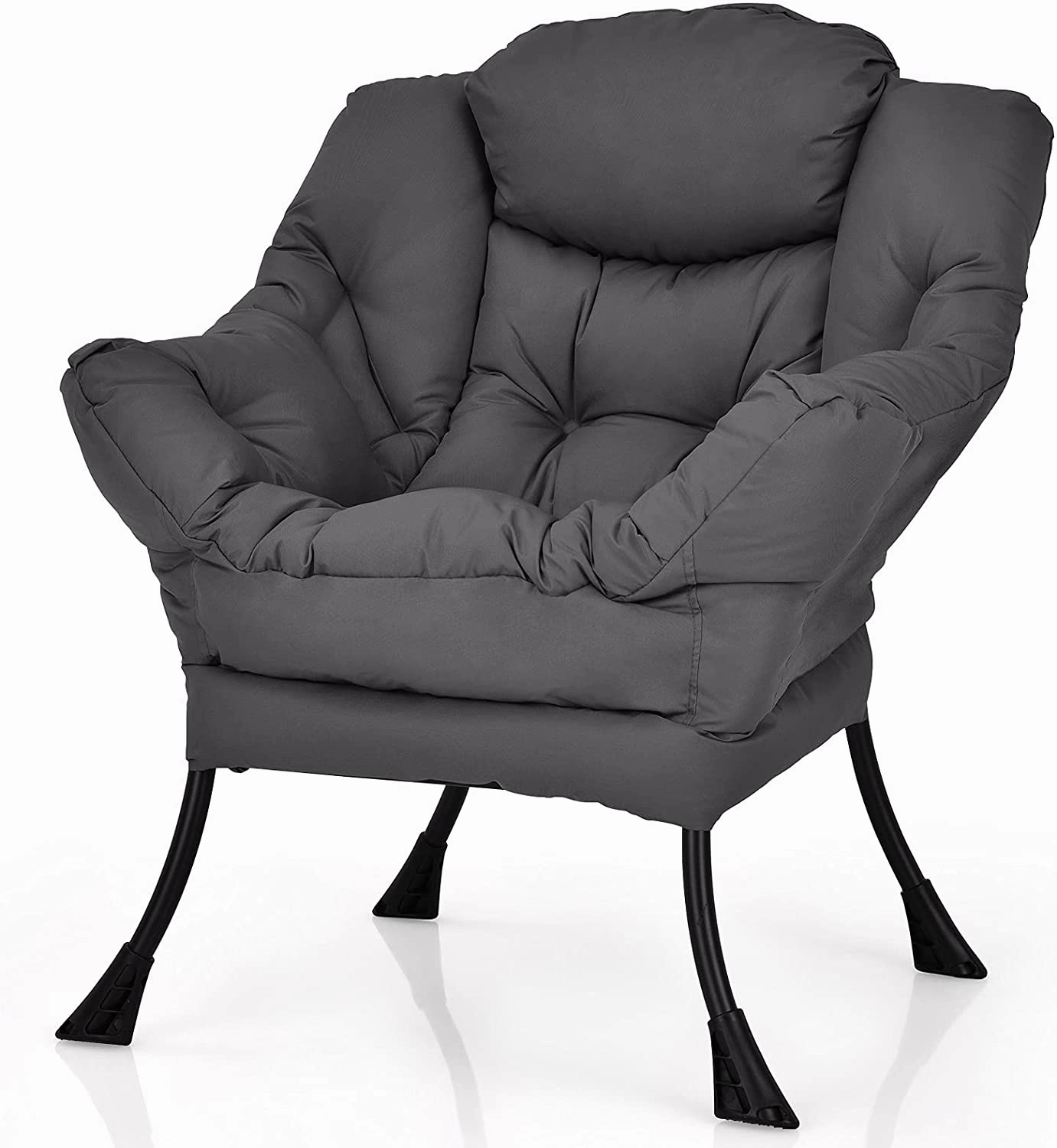 Giantex Modern Lazy Chair, Accent Contemporary Lounge Chair Polyester Fabric w/Steel Frame