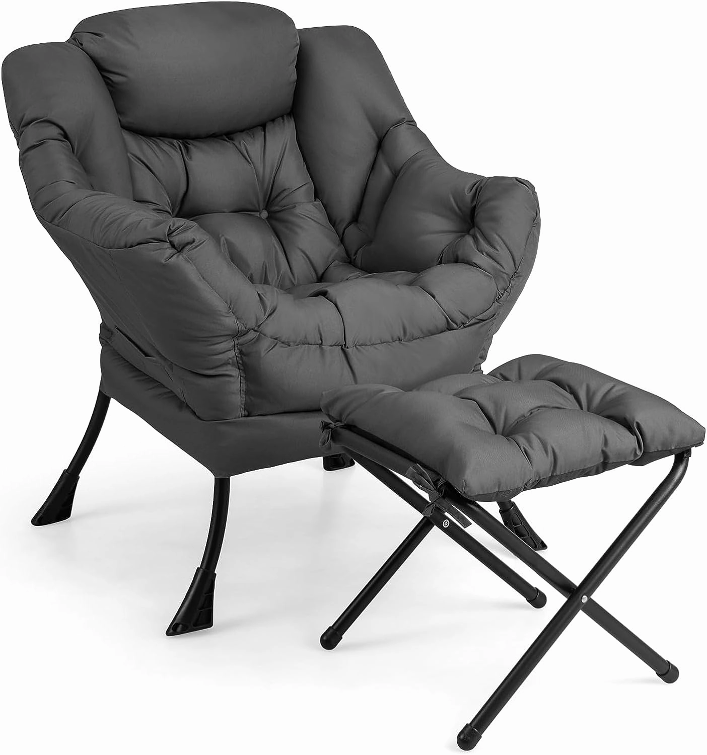 Giantex Modern Lazy Chair, Accent Contemporary Lounge Chair Polyester Fabric w/Steel Frame