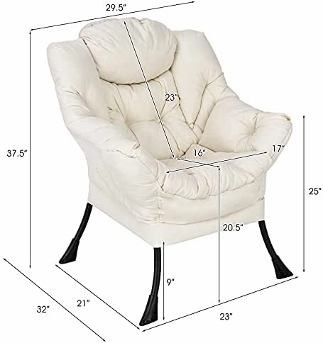 Giantex Modern Lazy Chair, Accent Contemporary Lounge Chair Polyester Fabric w/Steel Frame