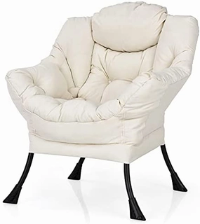 Giantex Modern Lazy Chair, Accent Contemporary Lounge Chair Polyester Fabric w/Steel Frame sectional sofa, corner couch