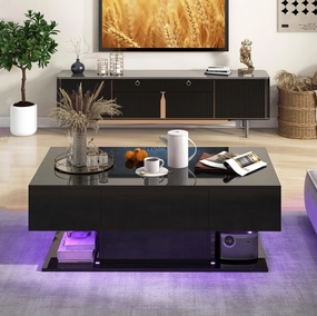 Giantex Modern LED Coffee Table - 2-Tier Center Table console table, hallway table