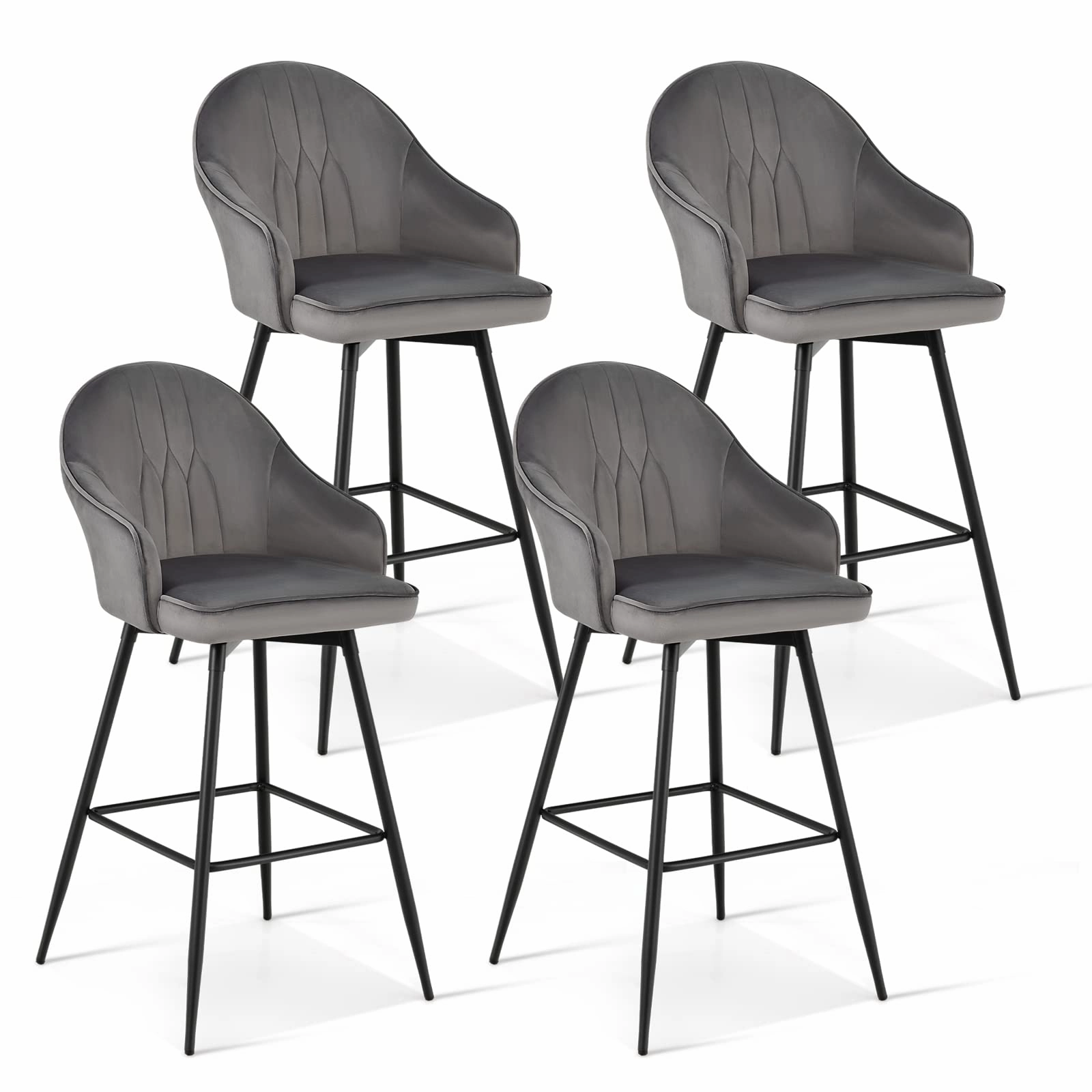 Giantex Modern Low Back Bar Chairs for Kitchen, Pub, Bistro, Grey kitchen towel, placemats
