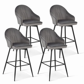 Giantex Modern Low Back Bar Chairs for Kitchen, Pub, Bistro, Grey kitchen towel, placemats
