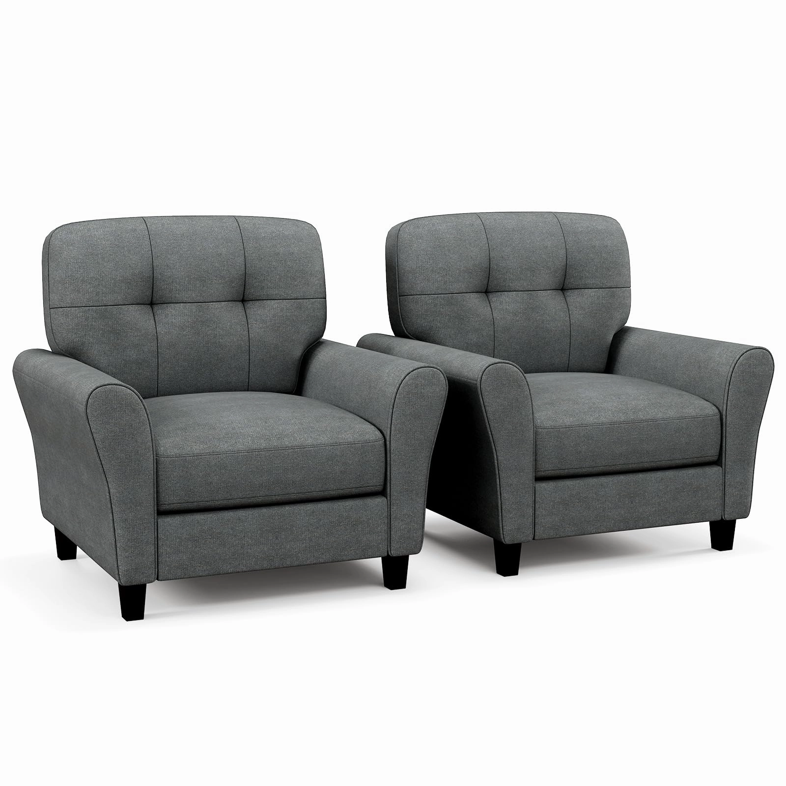 Giantex Modern Mid-Century Accent Chair - Linen Living Room Chair with Tufted Back, Grey sectional sofa, corner couch