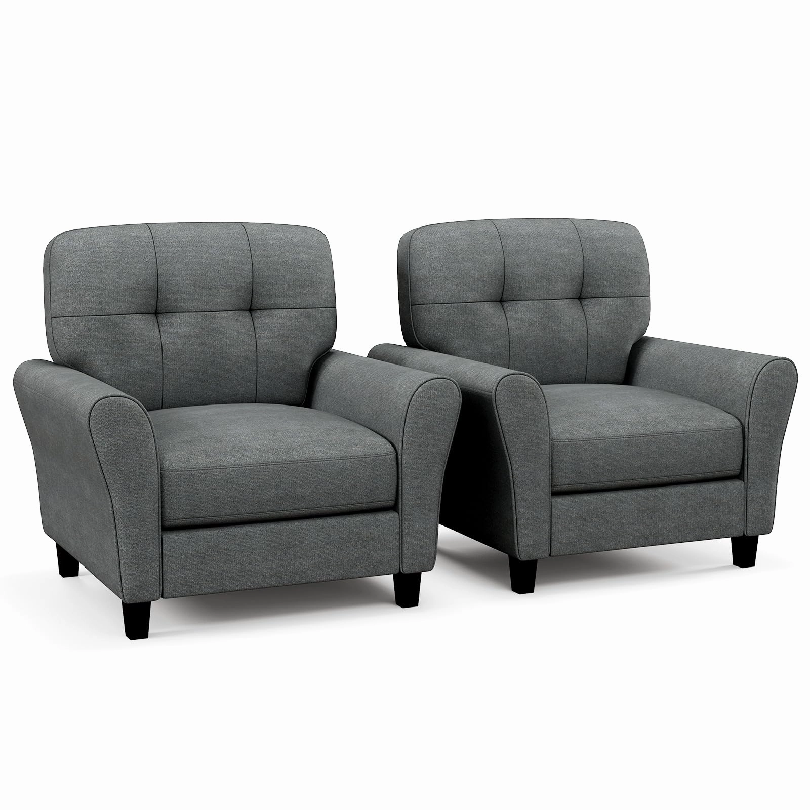 Giantex Modern Mid-Century Accent Chair - Linen Living Room Chair with Tufted Back, Grey recliner chair, sleeper chair