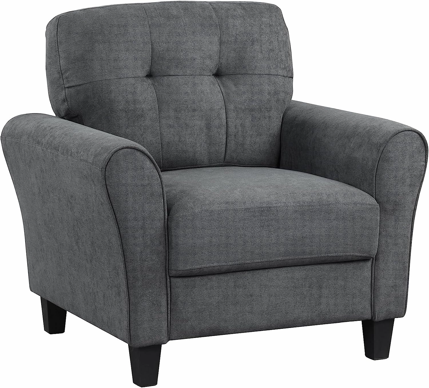 Giantex Modern Mid-Century Accent Chair - Linen Living Room Chair with Tufted Back, Grey