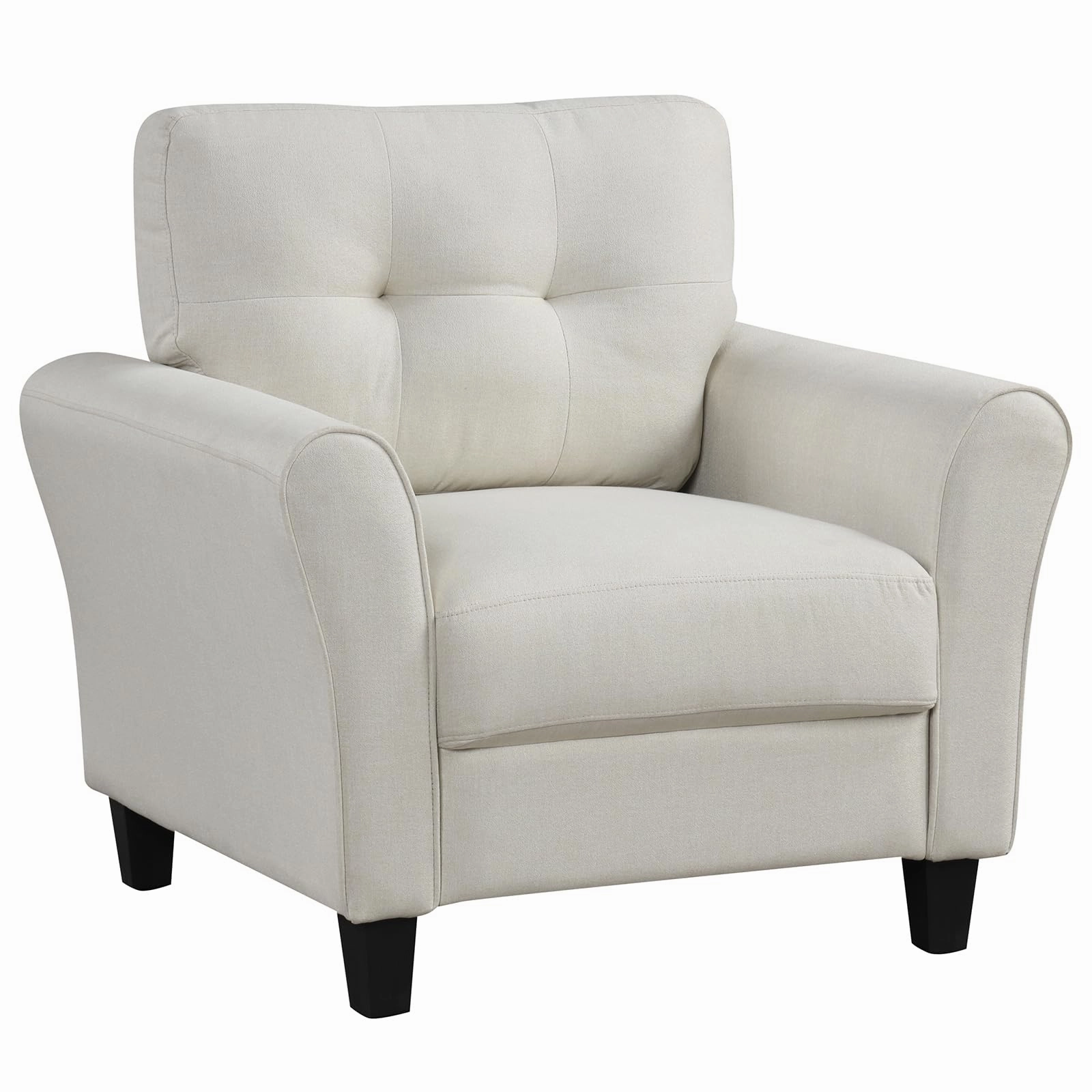 Giantex Modern Mid-Century Accent Chair - Linen Living Room Chair with Tufted Back, Grey