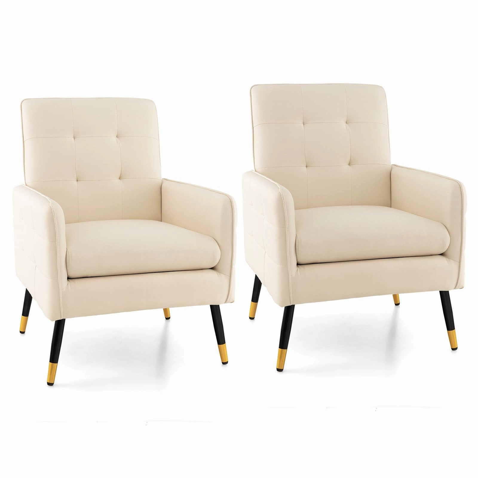 Giantex Modern Mid-Century Accent Chair - Upholstered Armchair with Tufted Back, Metal Legs