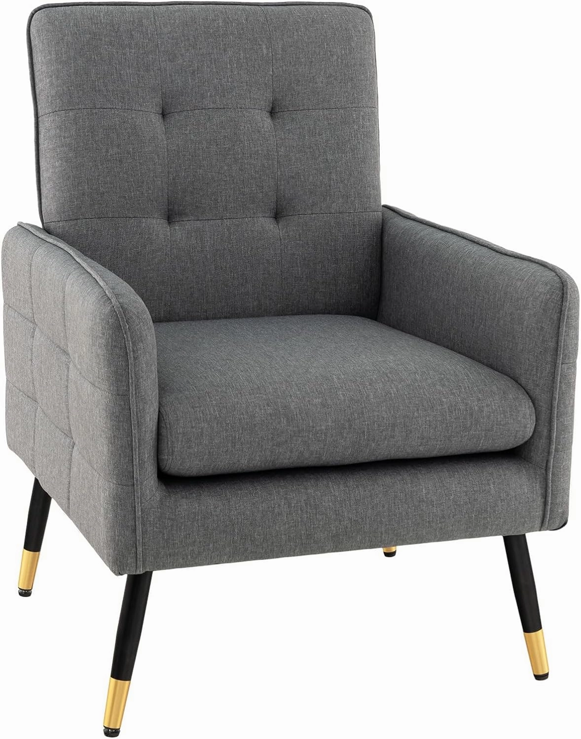 Giantex Modern Mid-Century Accent Chair - Upholstered Armchair with Tufted Back, Metal Legs