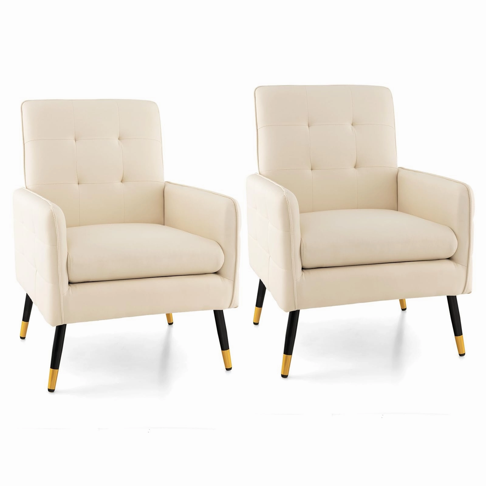 Giantex Modern Mid-Century Accent Chair - Upholstered Armchair with Tufted Back, Metal Legs