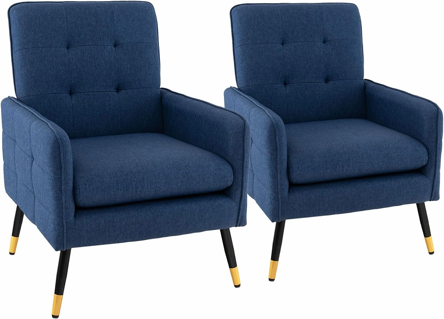 Giantex Modern Mid-Century Accent Chair - Upholstered Armchair with Tufted Back, Metal Legs