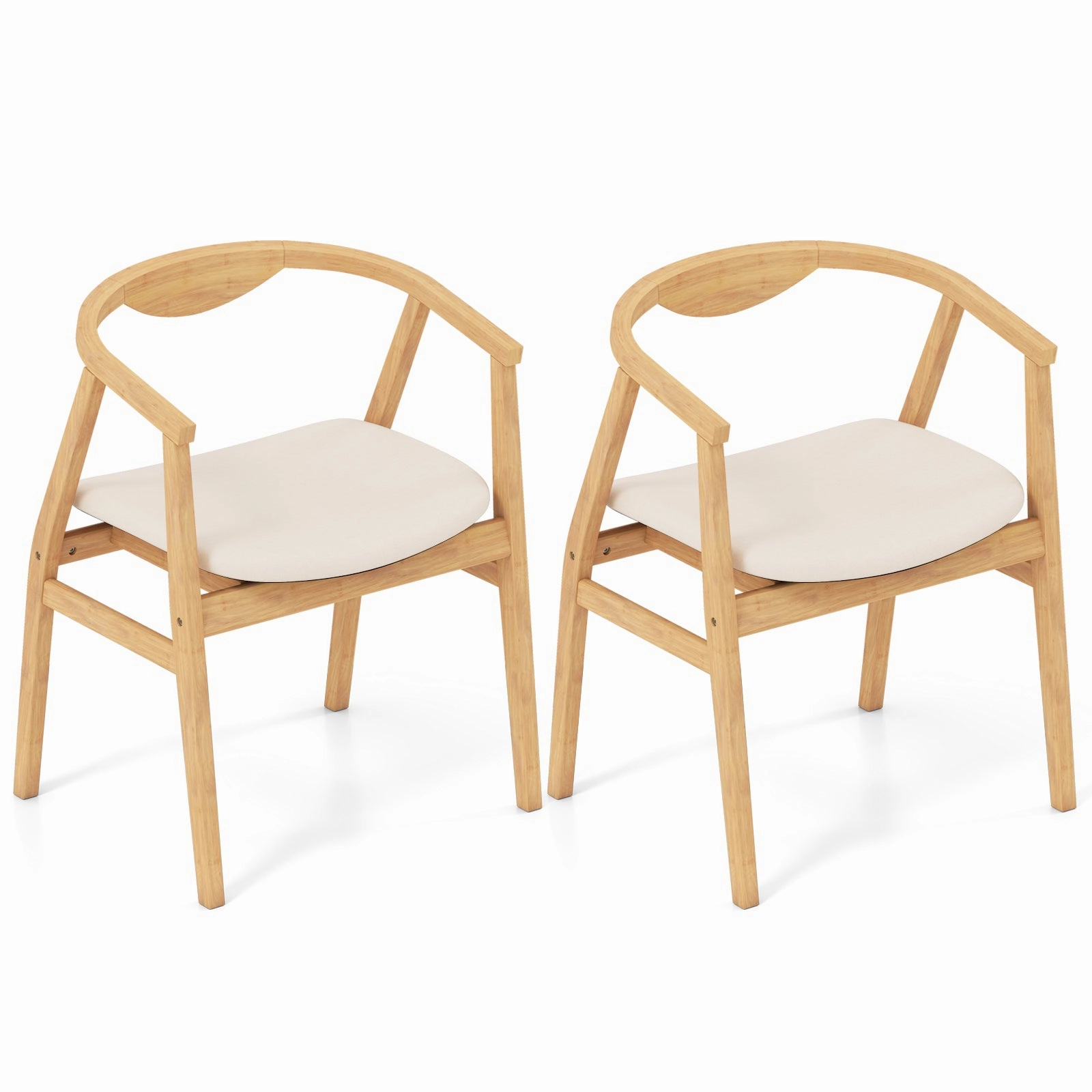 Giantex Modern Mid Century Accent Chair, Made of Fabric, Bamboo