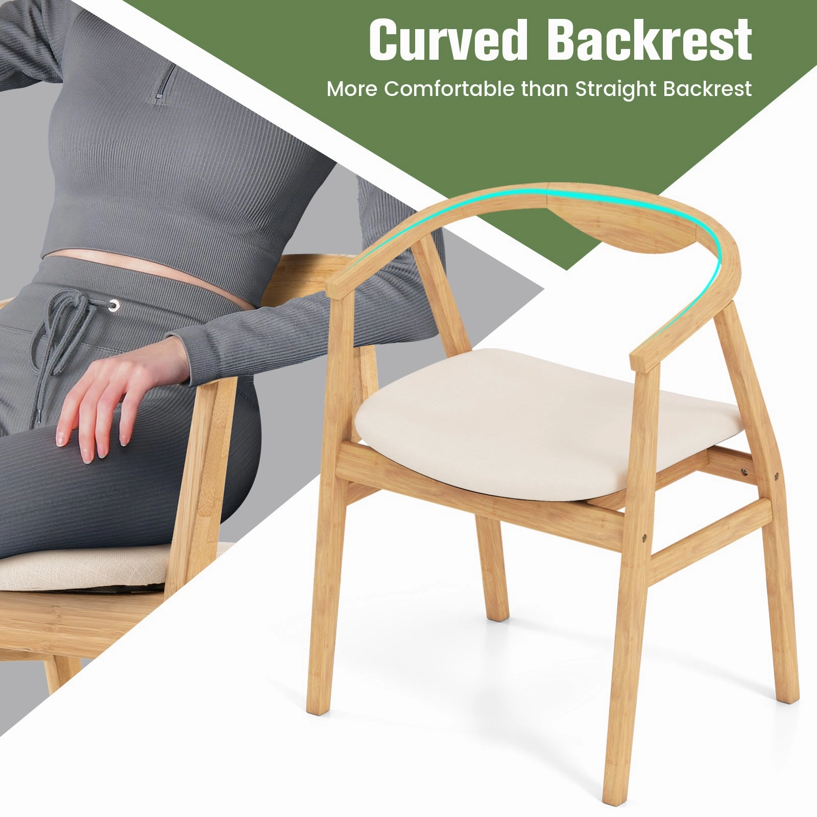 Giantex Modern Mid Century Accent Chair, Made of Fabric, Bamboo