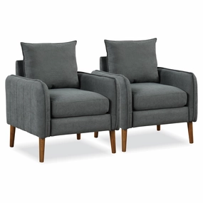 Giantex Modern Mid-Century Accent Chair Set of 2- Fabric Upholstered Accent Arm Chair with 3" Thick Seat Cushion sectional sofa, corner couch