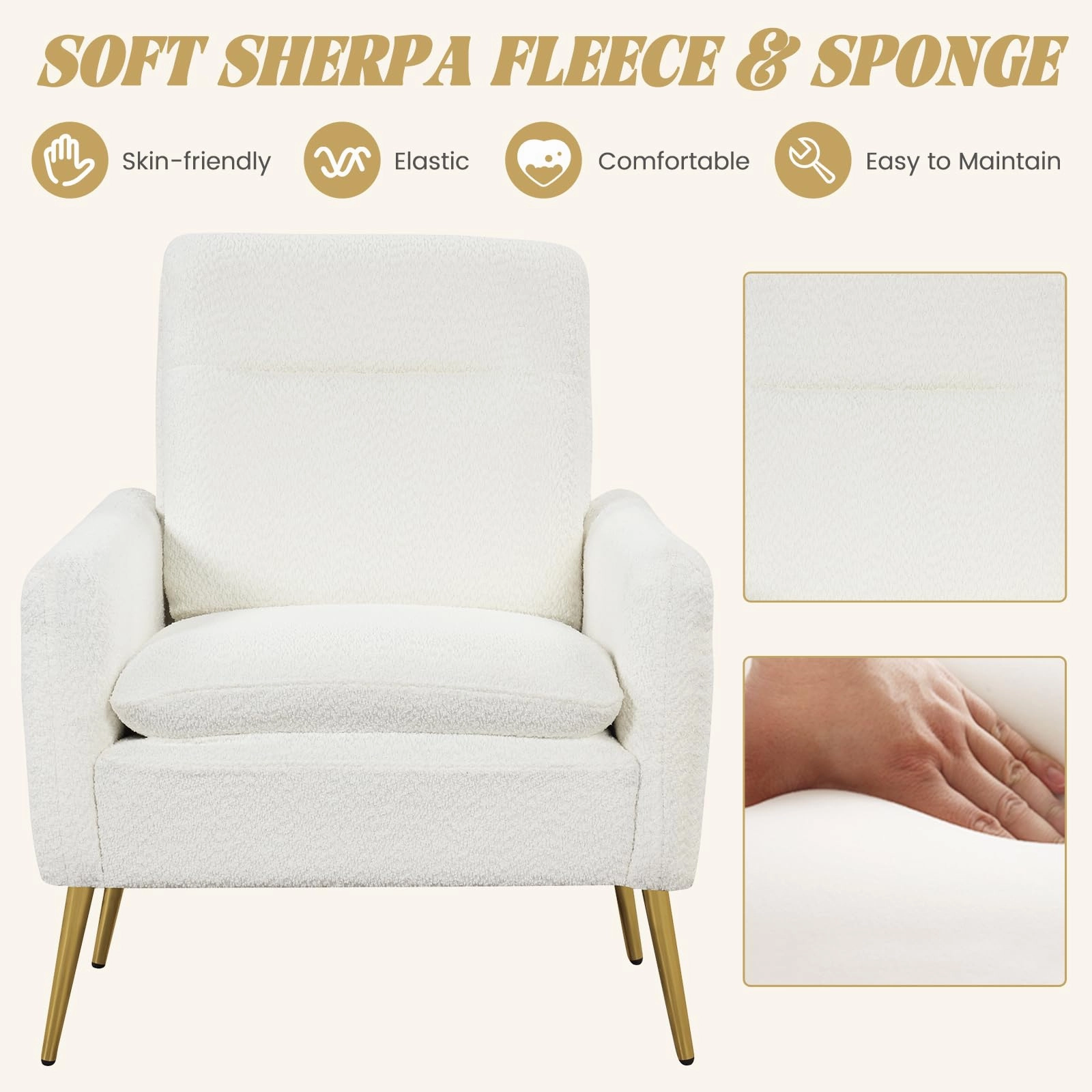 Giantex Modern Mid-Century Accent Chair White