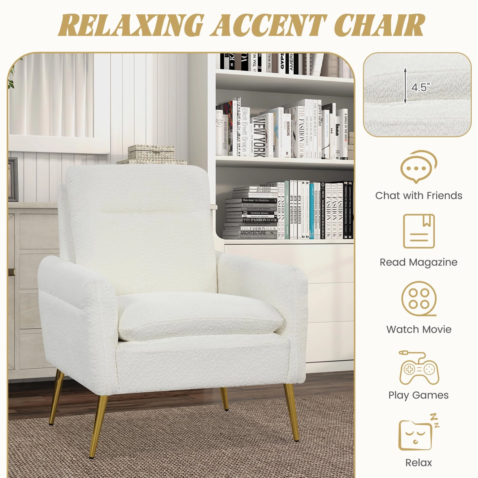 Giantex Modern Mid-Century Accent Chair White