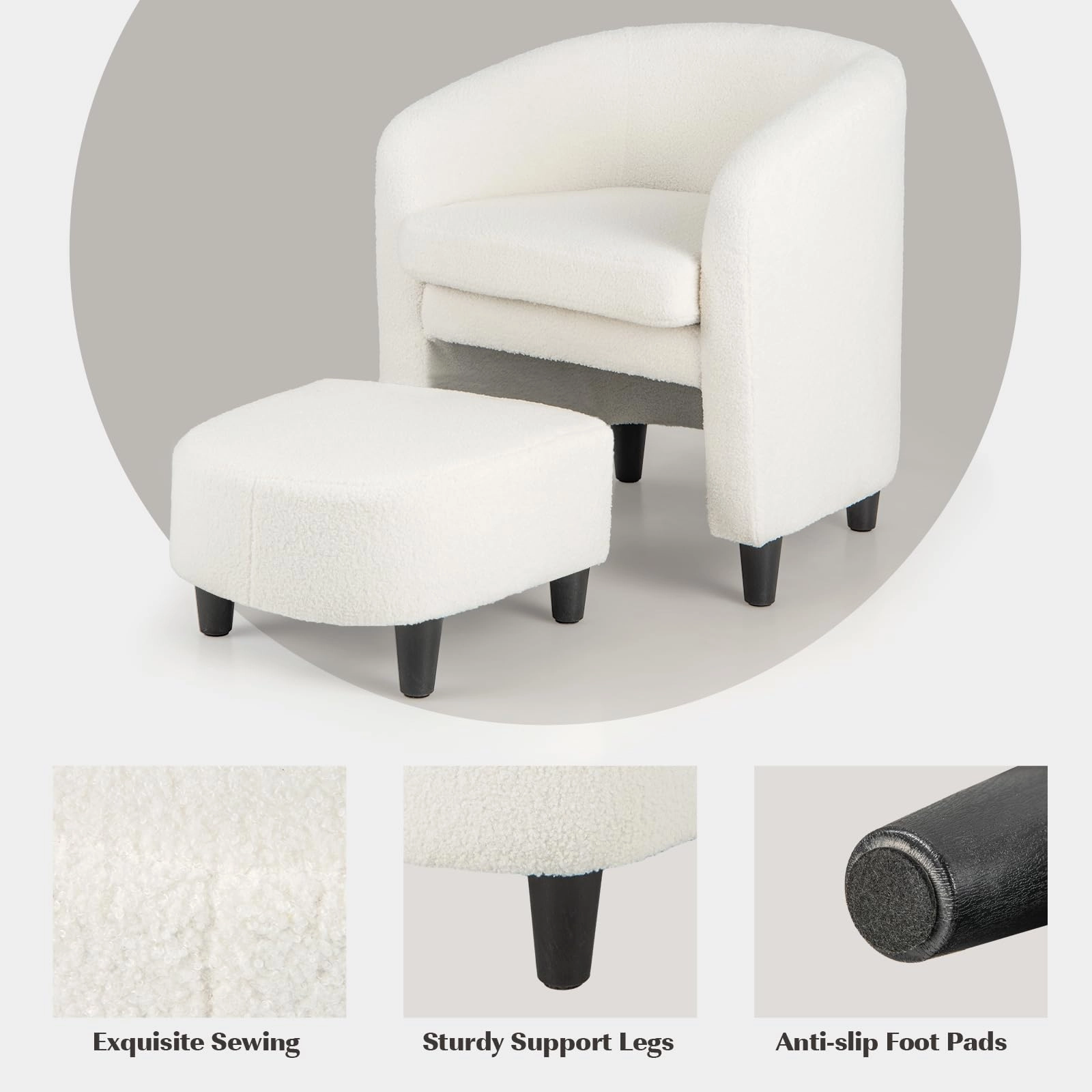 Giantex Modern Mid Century Accent Chair with Ottoman