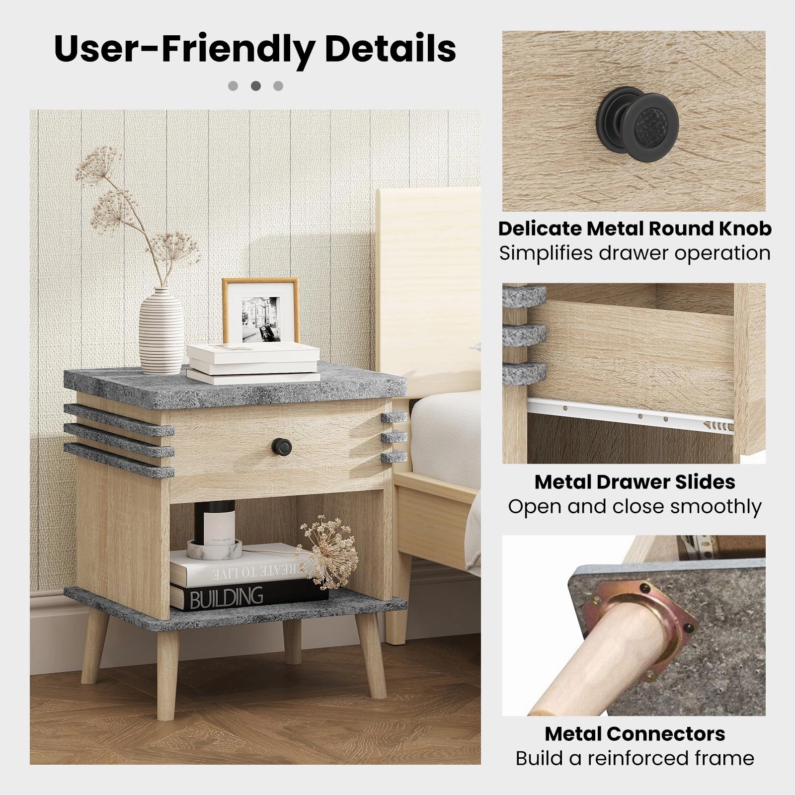 Giantex Modern Nightstand Set of 1/2