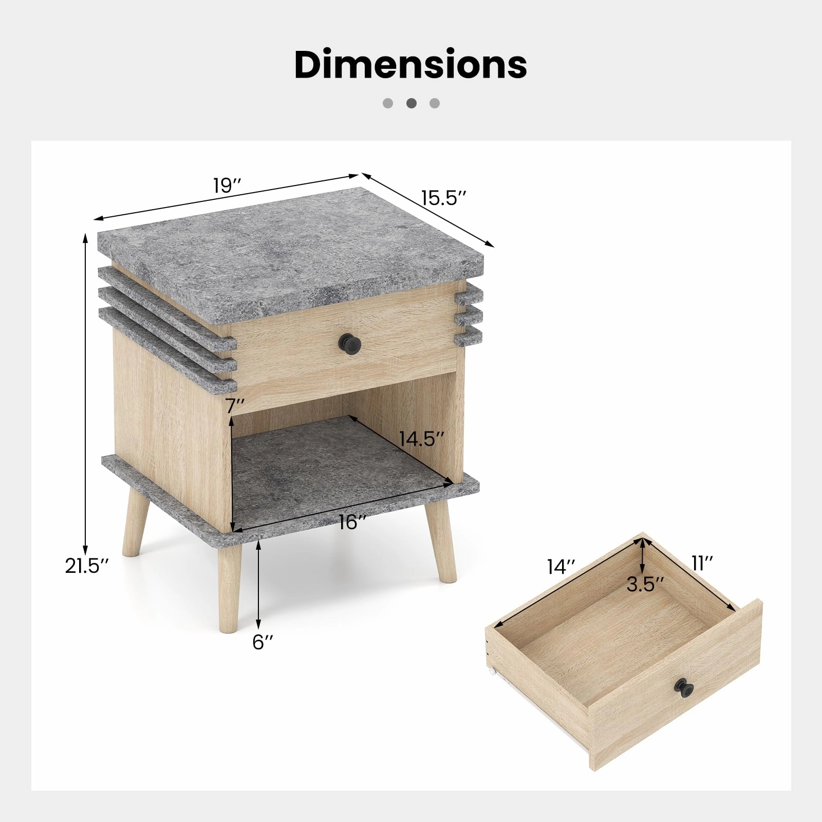 Giantex Modern Nightstand Set of 1/2