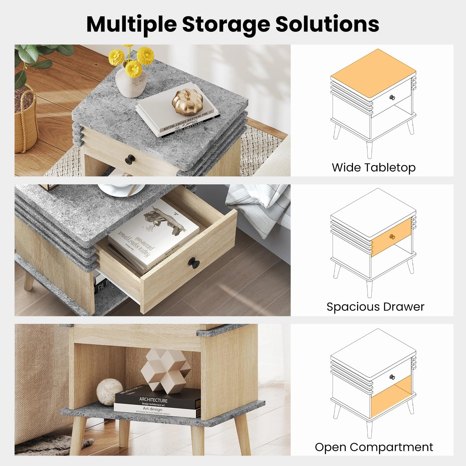 Giantex Modern Nightstand Set of 1/2