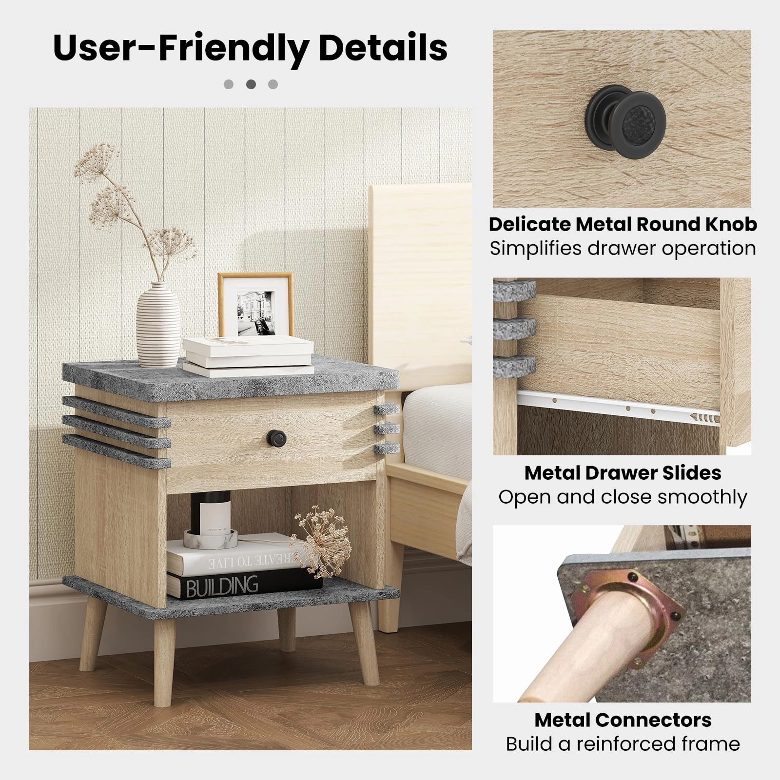 Giantex Modern Nightstand Set of 1/2