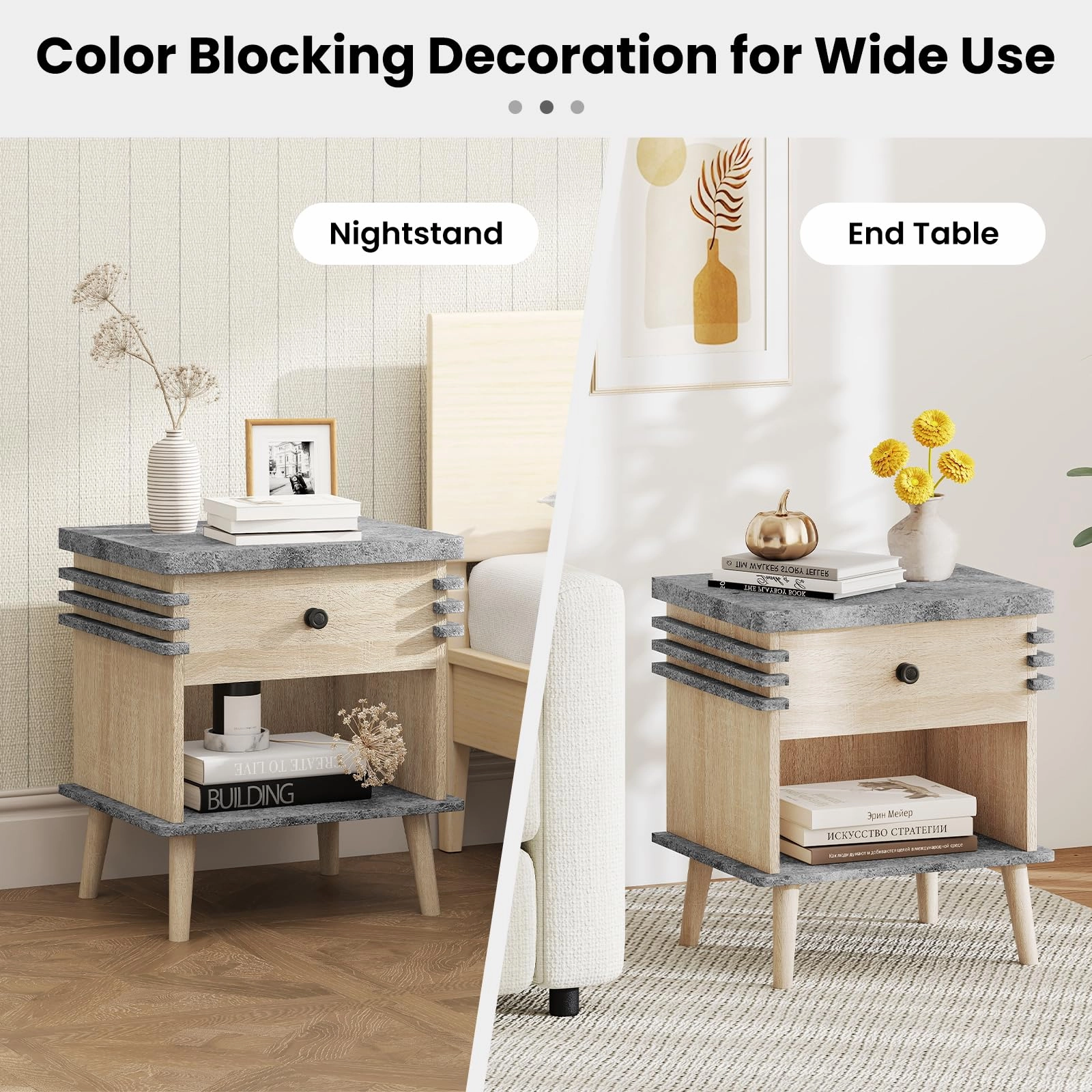 Giantex Modern Nightstand Set of 1/2