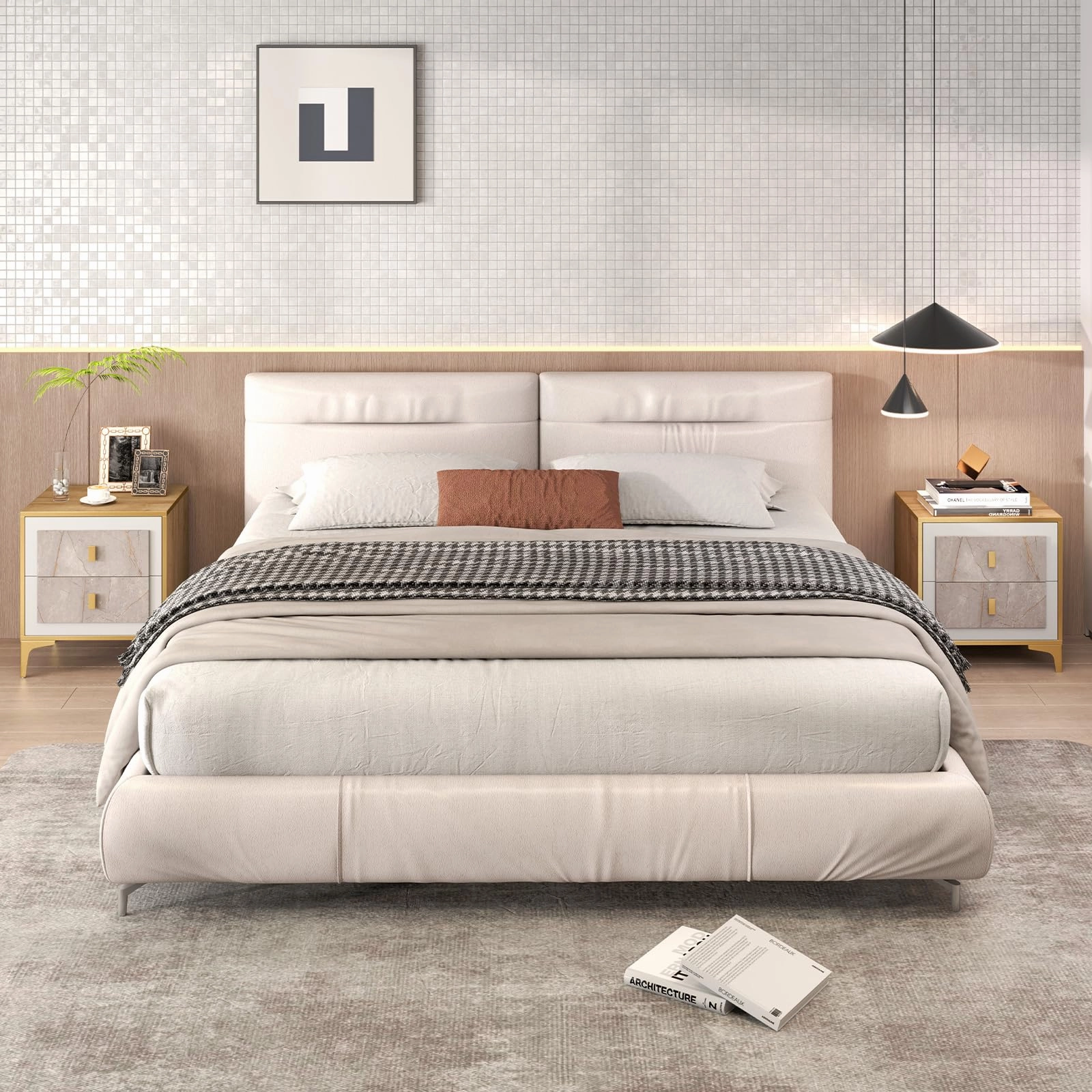Giantex Modern Nightstand with 2 Drawers