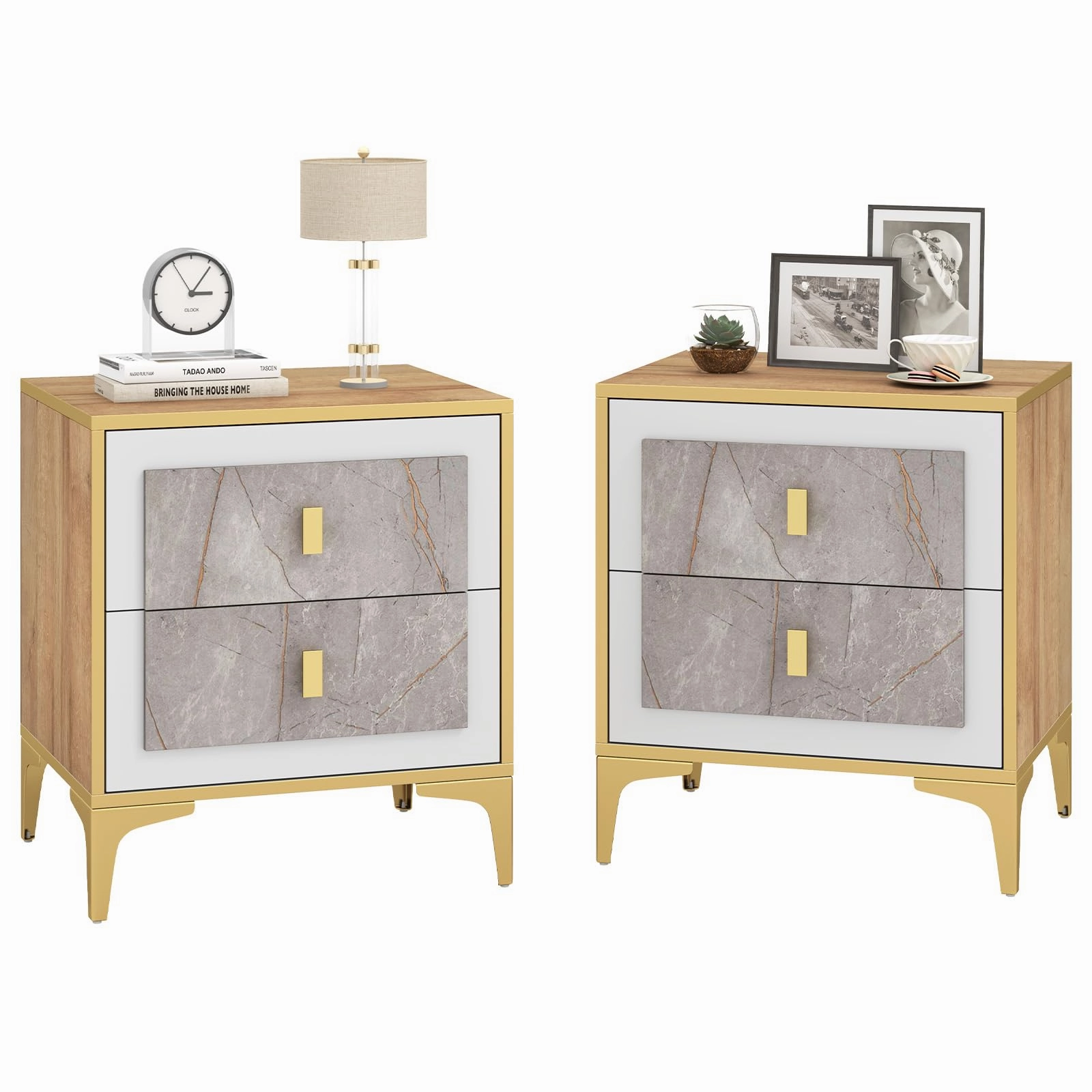 Giantex Modern Nightstand with 2 Drawers